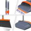 kelamayi Upgrade Broom and Dustpan Set, Self-Cleaning with Dustpan Teeth, Indoor&Outdoor Sweeping, Ideal for Dog Cat