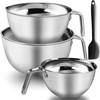 3PCS Stainless Steel Mixing Bowls ,Nesting Bowls With Silicone Spatula