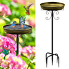 Daoeny 35In Metal Bird Bath for Outside, Vintage Bird Bath Bowl, Detachable Birdbath & Birdfeeder with 5 Prongs Base