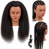 16 Inch 100% Real Hair Mannequin Head Training Head Manikin Cosmetology Doll Head for Hairdresser Practice Braiding