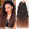 Violet Goddess Locs Crochet Hair 6 Packs for Black Women - River Boho Faux Locs 18 Inch With Curly Ends - Soft