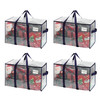 VENO 4 Pack Heavy Duty Moving Bags, Extra Large Storage Bags with Reinforced Handles & Strong Zippers, Foldable &