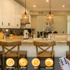 ALL FORTUNE Battery Operated Chandelier, Battery Hanging Pendant Light, Rattan Lights with Warm White Bulb, 4*AA