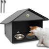 Dreyoo Outdoor Cat Feeding Station for Food & Water, Weatherproof Outdoor Kitty Dining Room Cat Shelter for Stray,