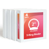 Cardinal 2 Inch 3 Ring Binders, White, 4 Pack, Round Ring Binder, Holds 475 Sheets, PVC Free, Customizable Covers, 2