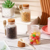 FoldTier 24 Pcs Small Jars with Spoons and Cork Lid Plastic Jar Bulk Bath Salt Jars 3.4 oz Mini Clear Food Storage