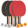 STIGA Performance 4 Player Ping Pong Paddle Set of 4  Table Tennis Rackets, 6  3 Star Orange and White Balls