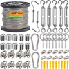 Roxanned 1/16" Wire Rope Kit, 165ft 304 Stainless Steel Cable 7x7 Strand Core, Vinyl Coated Aircraft Cable with