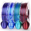 AMOLEN Silk PLA 3D Printer Filament Bundle, Multicolor Gradient Rainbow PLA 1.75mm Pack, Shiny Fast Color Change 3D