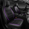 CAR PASS Universal FIT Piping Leather Two Front Seat Covers, Waterproof Faux Leather for SUV Sedan Van Truck, Airbag