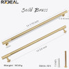 RZDEAL 2pcs Solid Brass Gold Cabinet Pulls, 12-3/5Inch Hole Centers for Kitchen Cupboard Handles Modern Drawer Dresser