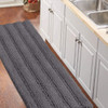 Turquoize Bathroom Runner Area Chenille Rug Oversize Non-Slip Shag Kitchen Shower Bath Mat Extra Long Grey Striped