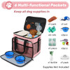 Abrimelodi 6 Set Dog Travel Bag, Large Pet Travel Kit for Supplies, Pink