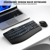 Wireless Keyboard and Mouse Combo, 2.4G Ergonomic Wave Keys(Black)