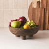 DN DECONATION Wooden Decorative Bowl with Tripod Base for Dining Table