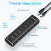 Rosonway 7 Ports Powered USB 3.2/USB C Hub 10Gbps with 4 USB-C 3.2, 3 USB-A 3.2 Ports, 3.3ft Cable and 36W(12V/3A)