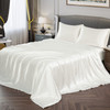 Vonty Satin Sheets King Size Silky Soft Satin Bed Sheets Ivory White Sheet Set, 1 Deep Pocket Fitted Sheet + 1 Flat