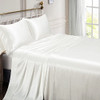 Vonty Satin Sheets King Size Silky Soft Satin Bed Sheets Ivory White Sheet Set, 1 Deep Pocket Fitted Sheet + 1 Flat