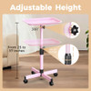 VERYTOP 36" Salon Tray on Wheels Pink, Adjustable Height Tattoo Tray Cart