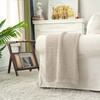 Longhui bedding Chunky Cable Knit Throw Blanket Lightweight Beige 100% Organic Cotton Blanket for Sofa Couch Bed Baby