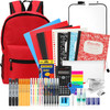 Gilprop 52 Pcs Middle and High School Supplies Kit with Backpack,Red