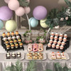 4 Set Black Wooden Tiered Riser Display Stands for Vendor Events,Stackable Wood Cupcake Stand,Farmhouse Decor Wood