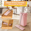 JOYMOOP Pink Mop and Bucket with Wringer Set for Home, with 5 Reusable Microfiber Mop Pads, Hands-Free Self-Cleaning