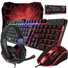 Gaming Keyboard and Mouse and Mouse pad and Gaming Headset, Wired LED RGB Backlight Bundle for PC Gamers and Xbox and