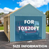 10x20FT Carport Canopy Front/Back Panel Entrance Door Tarp with Zippers, Waterproof & UV Protected Replacement