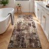 Runner Rug for Kitchen Coffee Hallways Runner Rug Non Slip 2'6''x8' Washable Brown Long Runner Rugs with Rubber