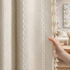 XOGUIBO Boho 100% Blackout Curtains 84 Inch 2 Panels Linen Blend Beige