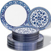 Hioasis Blue Plastic Plates, Fancy Disposable Pates, 60 Pcs for 30 Guests