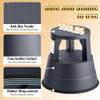 FurniCleevor Rolling Step Stool with Wheels, 550lbs Capacity, Non-Slip Platform & Retractable Casters, Round Kick