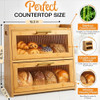 Gennua Kitchen Extra Large Bamboo Bread Box for Kitchen Countertop, Double Layer Wooden Breadbox Holds Multiple Loaves