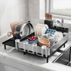 SUNLY Large Dish Drying Rack, Expandable Dish Racks for Kitchen Counter, Space Saving 304 Stainless Steel Drying Rack