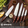 Brewin CHEFILOSOPHI Japanese Chef Knife Set 5 PCS with Elegant Red Pakkawood Handle Ergonomic Design,Professional