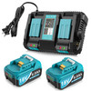 2Packs 6.0Ah Replacement for Makita Battery 18V with 2-Port Charger
