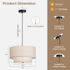 HILUXIA 18" Modern Double Drum Fabric Pendant Light, Large Hanging Ceiling Chandelier Fixture with Dual Layer Fabric