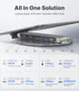 KU XIU Adjustable Laptop Stand with 8 in 1 USB C Hub, Foldable Portable Computer Notebook Stand with 360° Rotating