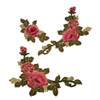 3 Pcs Beautiful Red Rose Flower Floral Collar Sew Patch Applique Badge Embroidery Dress Handmade Craft Ornament