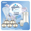 Glade PlugIns Refills Air Freshener Starter Kit, Scented and Essential Oils for Home and Bathroom, Clean Linen, 3.35