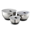 HexClad 3 Piece Stainless Steel Mixing Bowl Set with Vacuum Seal Lids