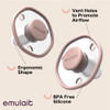 Emulait Baby Pacifier 2-Pack  Soft Silicone Newborn Pacifiers for Breastfed Babies, Orthodontic Shape, 06 Months, Rose