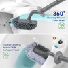 HAMITOR Toilet Bowl Brush Holder Set: Silicone Toilet Cleaner Brush with Curved Design Deep Cleaning Compact Hidden