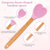 Heart Shaped Pink Silicone Spatula with Wooden Handle Cute Pink Kitchen Utensils for Nonstick Cookware-Kitchen