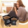 Pethiy Cat Food and Treats Containers Set with Scoop for Cats or Dogs -Tight Fitting Wood Lids - Coated Carbon Steel -