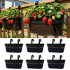 LaLaGreen Outdoor Plants Rail Planter Plants (6 Pack, 11.2 Inch) Black Metal Iron Hanging Flower Pots Deck Railings