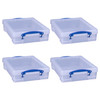 Really Useful Box 4 Liter Plastic Stackable Storage Container w/Snap Lid & Built-In Clip Lock Handles for Home &