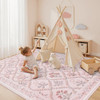 Dadasgk Pink Rug for Bedroom Girls, 5x7 Washable Rug for Floral Nursery Decor, Cute Soft Low-Pile Non Slip Indoor