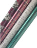 KIRKLAND 4 Roll Christmas Gift Wrap 180 sq ft Poinsettia/Green/Merry Christmas/Plaid
